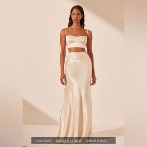 Shona Joy La Lune Ruched Maxi Skirt- cream